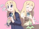  blonde_hair blue_eyes closed_eyes french_fries k-on! kagura_yuuki kotobuki_tsumugi long_hair overflow pouring school_uniform solo spill tea 