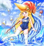  bad_feet bare_shoulders blonde_hair blush capcom_fighting_evolution closed_eyes cloud fins flat_chest genderswap happy helm helmet leg_up long_hair midnight_bliss mollusc_shell nool ocean one-piece_swimsuit outdoors polearm red_eyes school_swimsuit shell simus sky splash squid standing_on_one_leg swimsuit tentacles thigh-highs thighhighs trident very_long_hair wading warzard water wavy_hair weapon wet white_legwear white_thighhighs 