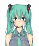  bad_id blush breasts colored green_eyes hatsune_miku large_breasts long_hair nagase_haruhito necktie smile twintails vocaloid 