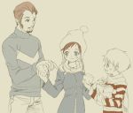  blue_eyes brown_eyes brown_hair duster_(mother) facial_hair kumatora lucas mother_(game) mother_3 scarf smile 