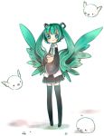  aqua_hair bird chibi detached_sleeves green_eyes hair_wings hatsune_miku himehi musical_note solo symbol-shaped_pupils thighhighs twintails vocaloid wings 