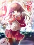  brown_hair capelet christmas futaori_arisa long_hair original pantyhose snow 