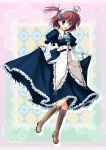  blue_eyes boots futaori_arisa highres maid_cap maid_headdress mail original red_hair redhead short_hair twintails 