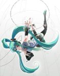  :o aqua_eyes aqua_hair barefoot black_legwear black_thighhighs blue_eyes blue_hair blush detached_sleeves digital_dissolve dissolving dissolving_clothes falling fukukitaru hair_ornament hands hatsune_miku headphones highres legs long_hair miniskirt multicolored_hair necktie open_mouth panties payot pixel_dissolve pleated_skirt see-through skirt solo striped striped_panties thigh-highs thighhighs twintails two-tone_hair underwear very_long_hair vocaloid zettai_ryouiki 