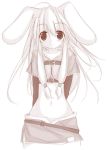  belt brown bunny_ears hotpants hunter hunter_(ragnarok_online) long_hair midriff monochrome navel rabbit_ears ragnarok_online smile 