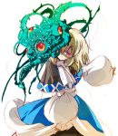  enamel lowres mizuhashi_parsee monster red_eyes short_hair simple_background skirt smile solo standing tentacles touhou 