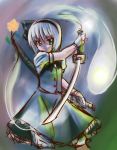  green_eyes hairband konpaku_youmu konpaku_youmu_(ghost) myon raide short_hair silver_hair sword touhou weapon 