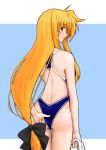  ass blonde_hair competition_swimsuit fate_testarossa long_hair looking_back mahou_shoujo_lyrical_nanoha mahou_shoujo_lyrical_nanoha_strikers one-piece_swimsuit red_eyes swimsuit xunipo 