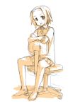  chair crossed_arms feet hamao k-on! looking_at_viewer monochrome office_chair school_uniform sitting sitting_backwards sketch solo tainaka_ritsu tomboy 