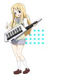  blue_eyes eyebrows highres instrument k-on! keytar kotobuki_tsumugi long_hair school_uniform solo synthesizer ueno 