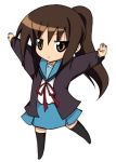  chibi genderswap kyon kyonko lowres ponytail school_uniform shun_ss suzumiya_haruhi_no_yuuutsu thighhighs 