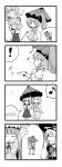 arutana blush comic highres kirisame_marisa monochrome nazrin oriental_umbrella patchouli_knowledge rain silent_comic tail tatara_kogasa touhou umbrella yuri