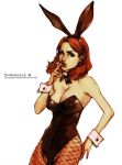  breasts bunny_ears bunnysuit cigarette cleavage fishnet_pantyhose fishnets kiyohisa large_breasts pantyhose rabbit_ears 
