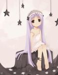  artist_request barefoot black_eyes character_request dress flat_chest maid purple_hair sitting source_request stars very_long_hair 
