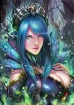  1girl blue_hair breasts cleavage cleavage_cutout crown looking_at_viewer my_little_pony my_little_pony_friendship_is_magic queen_chrysalis zhen_long 