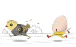  2boys animated animated_gif bald bird black_sclera chicken egg genos multiple_boys one-punch_man running saitama_(one-punch_man) 