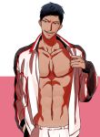  1boy abs aomine_daiki basketball blue_hair kuroko_no_basuke male_focus muscle pecs short_hair smirk solo tagme undressing 