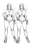  1girl artist_request breasts female large_breasts legs monochrome nami_(one_piece) one_piece sketch solo 