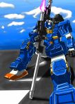  clouds gm_(mobile_suit) gm_striker gundam gundam_we&#039;re_federation_hooligans!! kin-san_(sasuraiga) mecha no_humans sitting weapon 