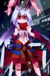  1girl artist_request blue_hair furry japanese_clothes long_hair rabbit red_eyes solo 
