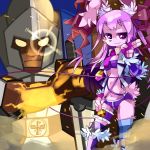  1boy 1girl artist_request furry long_hair mecha purple_hair rabbit transformers violet_eyes 