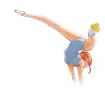  1girl arched_back arm_support child flexible handstanding orange_hair ponytail simple_background spread_legs tnsdl85 white_background yoga 