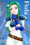  1girl belt character_name copyright_name eyebrows female fiora_(fire_emblem) fire_emblem green_eyes green_hair matching_hair/eyes nintendo sky solo starlight_express 