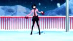  1girl animated animated_gif black_hair monogatari_(series) oshino_ougi snow tagme 