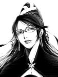  1girl bayonetta bayonetta_(character) black_hair breasts glasses large_breasts 