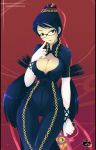  1girl bayonetta bayonetta_(character) black_hair breasts glasses large_breasts 