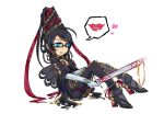  1girl artist_request bayonetta bayonetta_(character) black_hair breasts chibi glasses large_breasts 