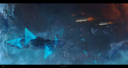  asteroid asteroid_field boulder bowhead_(eve_online) capital_ship_(eve_online) clouds commentary company_logo company_name concept_art crack daniel_matthews dated english_commentary eve_online fleet floating floating_object floating_rock flying fog freighter_(eve_online) glowing grand_scale hauling_ship_(eve_online) highres landscape letterboxed logo no_humans official_art outdoors outer_ring_excavations_(eve_online) photoshop_(medium) realistic rock scenery science_fiction snow space spacecraft thrusters zero_gravity 