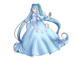  1girl aqua_eyes aqua_flower aqua_hair aqua_rose bare_shoulders blue_dress bottle clothing_cutout commentary_request dress dress_flower dress_ribbon evillious_nendaiki flask flower frilled_dress frills half-closed_eyes hatsune_miku holding holding_bottle holding_flask lcfz long_hair long_sleeves looking_at_viewer margarita_blankenheim narrow_waist nemurase_hime_kara_no_okurimono_(vocaloid) open_mouth pale_skin poison puffy_long_sleeves puffy_sleeves rose shoulder_cutout smile solo twintails very_long_hair vocaloid 
