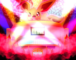  :3 animal_focus artist_name building commentary dynamax eevee gigantamax gigantamax_eevee highres jamiewilsondraws making-of_available no_humans open_mouth pokemon pokemon_(creature) pokemon_focus smile solo 