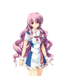  1girl 2000s_(style) breasts closed_mouth cowboy_shot curly_hair dress game_asset gold_trim hanataka_retomo kakyouin_sakura large_variant_set long_hair looking_at_viewer non-web_source official_art pink_eyes pink_hair school_uniform self-datamine short_sleeves simple_background skirt solo standing suisei_tenshi_primaveil_zwei tachi-e transparent_background variant_set very_long_hair wavy_hair wrist_cuffs 