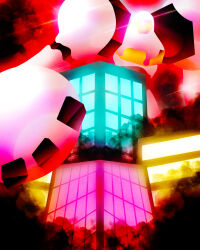  artist_name building commentary dynamax english_commentary gigantamax gigantamax_melmetal glint glowing glowing_eyes highres jamiewilsondraws making-of_available melmetal one-eyed pokemon pokemon_(creature) pokemon_focus solo 