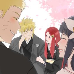 2boys 2girls black_hair blonde_hair blue_eyes blush boruto:_naruto_next_generations boruto_(series) couple crying dress father_and_child father_and_son happy highres husband_and_wife hyuuga_hinata japanese_clothes looking_at_another mother_and_child mother_and_son multiple_boys multiple_girls namikaze_minato naruto_(series) njcanopus parent_and_child red_hair smile spiky_hair uzumaki_kushina uzumaki_naruto wedding_dress 