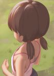  1girl brown_hair child grass outdoors pov ranma_(kamenrideroz) short_twintails solo twintails 