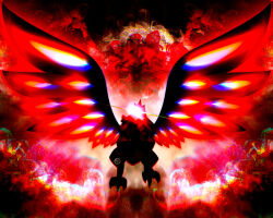  animal_focus artist_name bird chromatic_aberration commentary corviknight dynamax english_commentary full_body gigantamax gigantamax_corviknight heavy_chromatic_aberration highres jamiewilsondraws making-of_available no_humans pokemon pokemon_(creature) pokemon_focus solo 