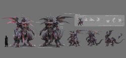  centauroid chest_jewel claws cloud_strife concept_art facing_away facing_to_the_side facing_viewer fighting_stance final_fantasy final_fantasy_vii final_fantasy_vii:_ever_crisis full_body highres horns monster monster_focus multiple_views multiple_wings official_art red_eyes silhouette tail taur ultima_weapon wings 