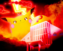  :3 artist_name building closed_mouth dynamax gigantamax gigantamax_pikachu glowing_tail highres jamiewilsondraws making-of_available no_humans pikachu pokemon pokemon_(creature) pokemon_focus smile solo 