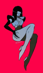 1girl antenna0203 black_hair full_body garnet_(steven_universe) gem_(steven_universe) high_heels highres lips red_background simple_background sketch solo star_(symbol) steven_universe steven_universe_pilot straight_hair sunglasses 