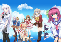  >:) 6+girls :d ^_^ ahoge angel_beats! arms_behind_back ascot black_ascot black_dress black_pantyhose black_socks black_thighhighs blonde_hair blue_eyes blue_jacket blue_sailor_collar blue_skirt blue_sky blunt_bangs boots bow braid brown_boots brown_hair brown_skirt charlotte_(anime) circle_name closed_eyes closed_mouth clouds commentary_request company_connection cowboy_shot crossover day dress feet_out_of_frame floating_hair flower food frilled_sleeves frills full_body green_bow green_eyes grey_hair grey_skirt hair_bow hair_flower hair_ornament hair_over_one_eye hair_ribbon hairband hairclip hand_on_own_chest hand_up hands_on_own_knees hands_up heaven_burns_red holding holding_food holding_popsicle hoshinoumi_academy_school_uniform izumi_yuki jacket juliet_sleeves kamikita_komari kamisama_ni_natta_hi kanbe_kotori kayamori_ruka kazamatsuri_institute_high_school_uniform key_(company) kneehighs knees_up lace-up_boots leaning_forward little_busters! little_busters!_school_uniform long_bangs long_hair long_ribbon long_sleeves looking_at_viewer medium_hair miniskirt multiple_crossover multiple_girls nakamura_yuri naruse_shiroha necktie nun one_eye_covered open_clothes open_jacket open_mouth outdoors pantyhose parallel_hairclips pink_dress pink_flower pink_hair plaid_clothes plaid_skirt pleated_skirt popsicle puffy_sleeves purple_hair purple_hairband red_eyes red_necktie red_ribbon red_shirt reflection reflective_floor rewrite ribbon sailor_collar satou_hina_(kamisama_ni_natta_hi) school_uniform serafuku shinda_sekai_sensen_uniform shirt short_dress sitting skirt sky smile socks solo split_mouth standing star_(symbol) star_hair_ornament straight_hair striped_clothes striped_shirt summer_pockets summer_pockets_school_uniform thigh-highs tomori_nao twin_braids two_side_up v-shaped_eyebrows very_long_hair waffle watermelon_bar wavy_hair white_hair white_sailor_collar white_serafuku white_shirt white_skirt white_thighhighs wide_sleeves yukiyuki_(myyukiproject) zettai_ryouiki 