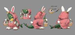  animal_ears basket bow concept_art easter_egg egg facing_away facing_to_the_side facing_viewer final_fantasy final_fantasy_vii final_fantasy_vii:_ever_crisis flower full_body grey_background highres holding holding_basket holding_flower hood hood_up hooded_robe knife multiple_views official_art pink_ribbon pink_robe rabbit_ears rabbit_tail ribbon robe tail tail_ornament tail_ribbon tonberry white_bow yellow_eyes yellow_flower 