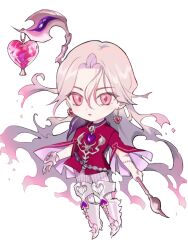  1girl earrings echo_ex_lantern gem heart heart-shaped_gem heart_earrings heart_ornament highres holding holding_staff jewelry long_hair magical_girl mahou_shoujo_ikusei_keikaku mahou_shoujo_ikusei_keikaku_double_shadow official_art open_mouth pants pink_eyes pink_hair purple_gem staff striped_clothes striped_pants third-party_source wide_sleeves 