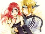  1boy 1girl blonde_hair couple forehead_protector matsunaka_hiro namikaze_minato naruto naruto_shippuuden redhead uzumaki_kushina younger 