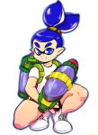  1boy artist_name blue_eyes blue_hair inkling looking_at_viewer pointy_ears shoes sneakers splatoon thick_thighs yellow_kirby 