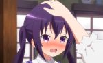  1girl animated animated_gif blush embarrassed gochuumon_wa_usagi_desu_ka? petting purple_hair twintails 