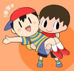  2boys animal_crossing:_city_folk ape_(company) black_hair brown_hair child crossover doubutsu_no_mori hat kasugai_(de-tteiu) mother_(series) mother_2 multiple_boys ness nintendo oideyo!_doubutsu_no_mori open_mouth short_hair sora_(company) super_smash_bros. super_smash_bros_for_wii_u_and_3ds villager_(doubutsu_no_mori) yaoi 