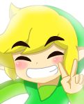  1boy male_focus nintendo pointy_ears smile solo the_legend_of_zelda the_legend_of_zelda:_the_wind_waker toon_link v 